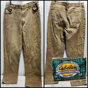 Cabela's Outdoor Gear tan khaki cotton denim jeans ~ mens 34 X-Long